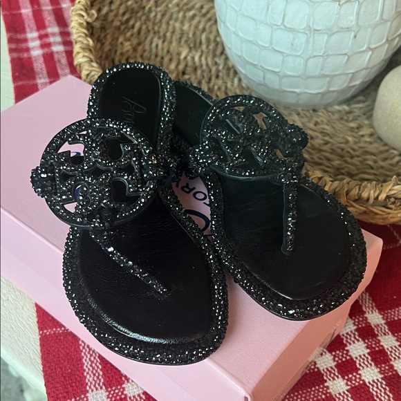 Tory Burch Black Beaded Sandals - Picture 4 of 6